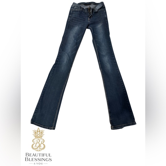 Wallflower Denim - Retro Wallflower Girl’s/Tween/Juniors Dark Blue Flare Jeans 0 Long 32” Inseam